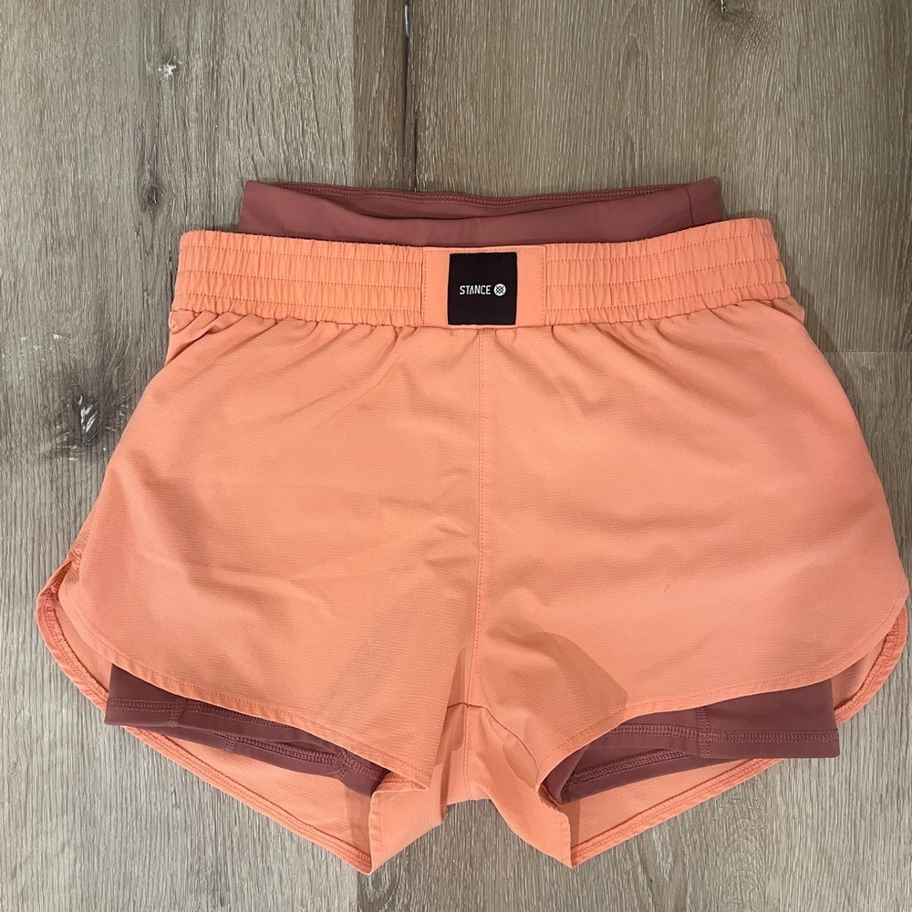 Stance Women's Orange Work it Out Athletic Shorts Built‎ in Biker Shorts Size XS